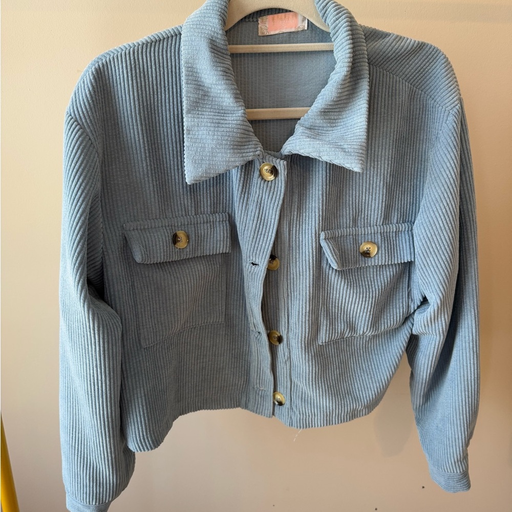 Light blue corduroy jacket with buttons size small